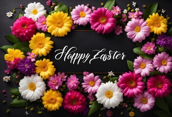 Obraz premium Happy Easter - design for easter cards with flowers