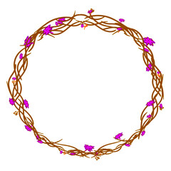 Flower plants vines to form a circle, without background