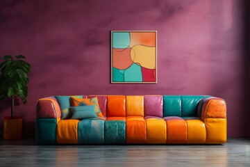 Playful Elegance: 3D Modern Sofa with Vibrant Color Palette