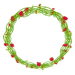 Flower plants vines to form a circle, without background