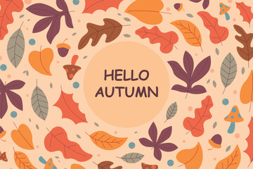 Autumn background with hand drawn style. Vector.