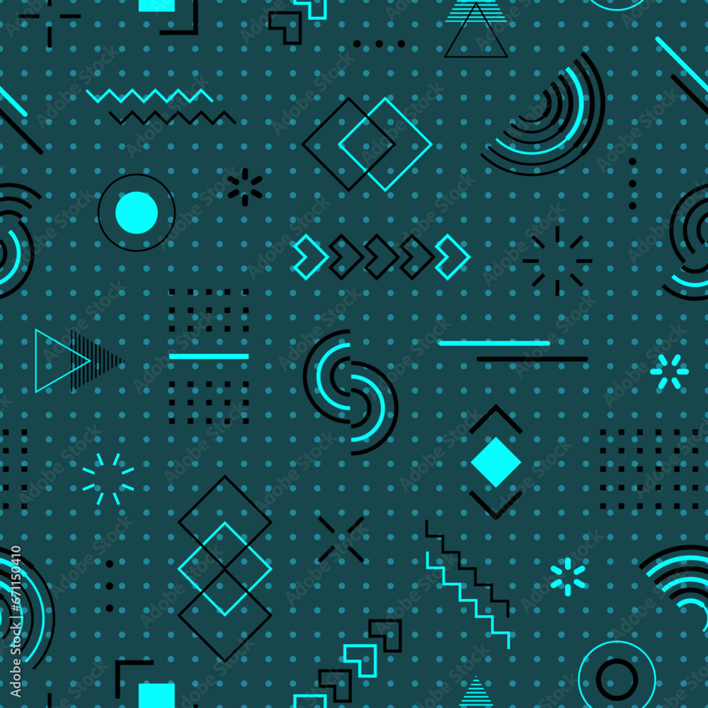 Aufkleber abstract geometric seamless pattern. repeating geometry background. memphis shape. repeated cool sch