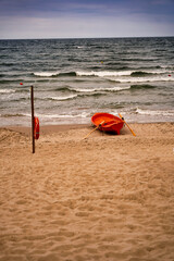 Rescue boat on the shore of the beach