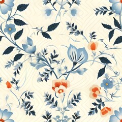 Pattern with floral grid pattern with abstract 