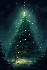Dark aesthetic enchanted christmas tree