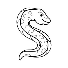 Moray eel. Coloring page, coloring book page. Black and white vector illustration.