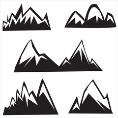 Mountains icon isolated on white background Vector Image Mountain silhouette - icon. Rocky peaks. Mountains ranges. Black and white mountain icon Stock, Icon PNG Images With Transparent background