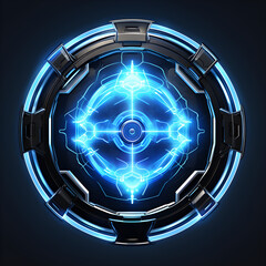 Futuristic Game Sprite Shield Illustration