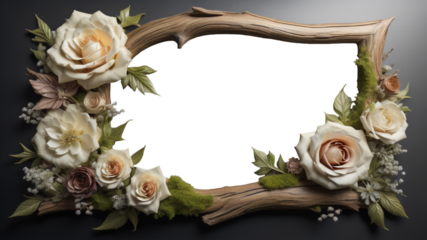 Organic Driftwood Frame on Chalkboard with Transparent Opening, Clip Art