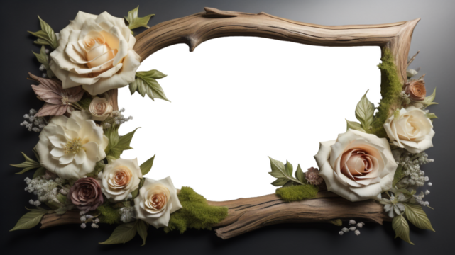 Organic Driftwood Frame on Chalkboard with Transparent Opening, Clip Art