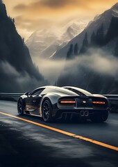 bugatti veyron super sport the road between the mountains.
