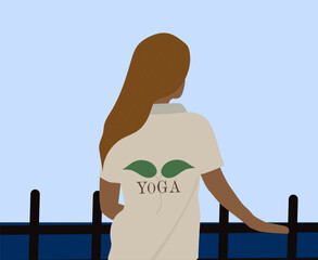 Tall girl in Yoga t-shirt
