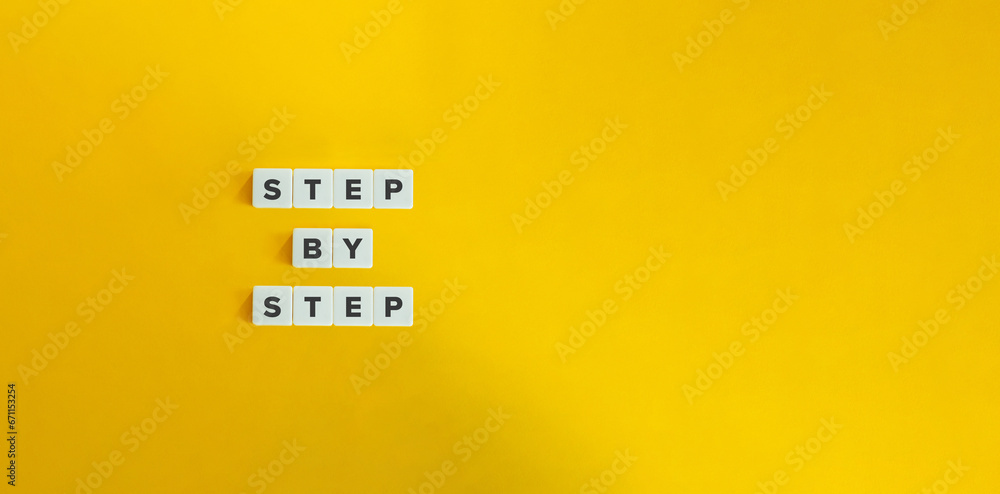 Canvas Prints step by step phrase. how to, process, gradual progress.