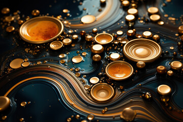 Luxury Gold liquid swirls, waves background, Generative Ai