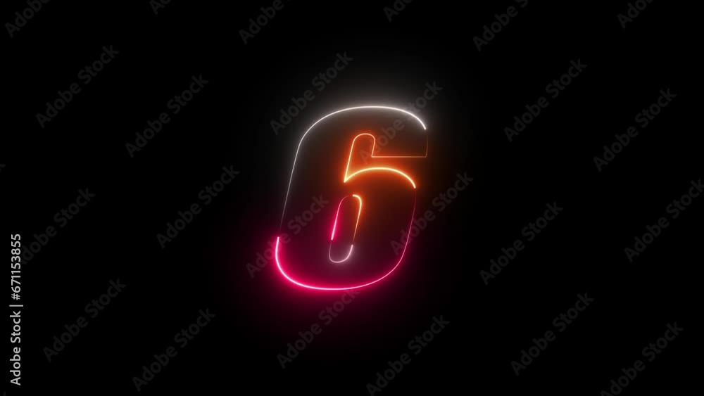 Wall mural abstract colorful neon countdown timer number  animation 4k  