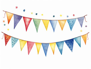 Obraz premium Watercolor garland flags illustration on white