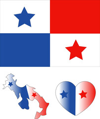 Panama Flag and two different types of Map