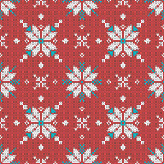 Retro Christmas Nordic Star knit red white seamless pattern