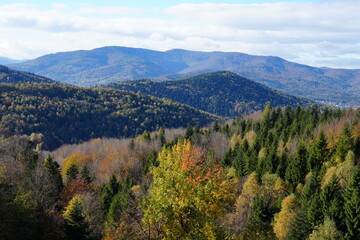 View to Little Beskids near Bielsko-Biala city in Poland