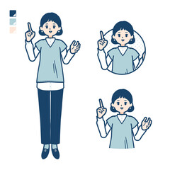 ニットベスト女性が話しているイラスト