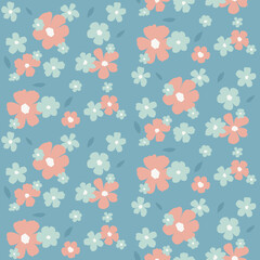 Pink and blue flower pattern design