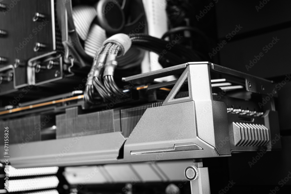 Poster computer inside. close-up of personal computer components.