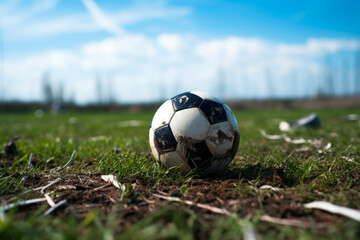 Fototapeta premium Football in the Center Circle