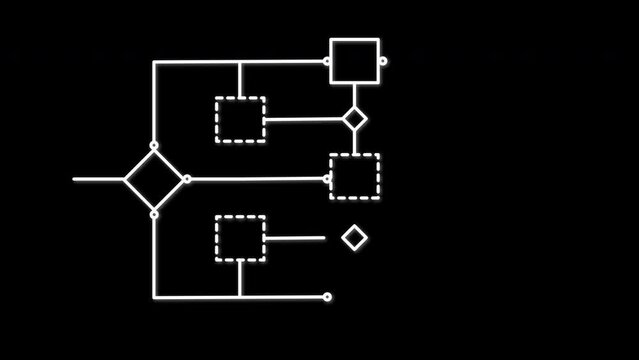 Decision tree, flow chart self drawing animation. Decision tree, flow chart self drawing animation. Black background.	