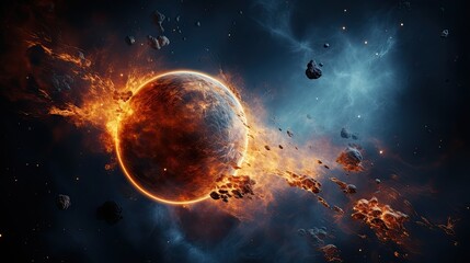 Obraz premium Exoplanet and space background and nebulae. Generative AI