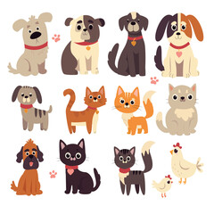 pet set . cats and dogs set. cat . dog. vector illustration of pets