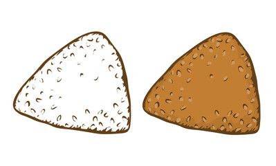 Loaf of bread. Wheat flour baked goods. Bakery and confectionery. Healthy food. Vector isolated art illustration. Sketch black and white and color. Hand drawn line