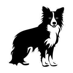 Naklejka premium Australian Shepherd Dog Vector Silhouette, Generative AI.