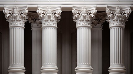 Education and democracy concept. Four marble pillars and steps background. - obrazy, fototapety, plakaty