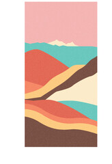 Naklejka na ściany i meble Retro abstract landscape poster. Nature wall decor contemporary art print, mid century mountain background. Vector illustration