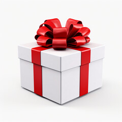 Fototapeta premium red gift box with ribbon isolated on white background