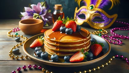 Foto op Canvas Pancake traditional holiday pastry for Mardi Gras or Fat Tuesday Or Shrove Tuesday © KAI