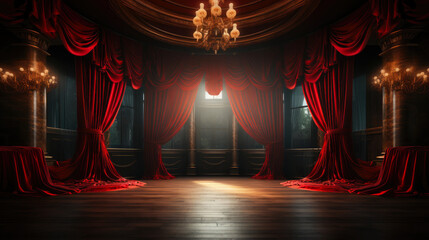 Dramatic Red and Black Velvet Curtains