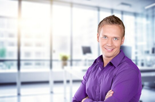 Portrait of confident mature businessman in office, AI generated image