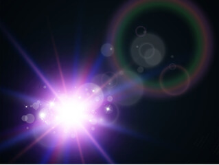Bright beautiful star.Vector illustration of a light effect on a  background.
