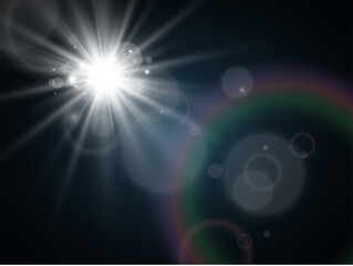 Bright beautiful star.Vector illustration of a light effect on a  background.
