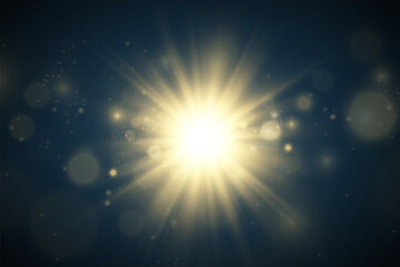 Bright beautiful star.Vector illustration of a light effect on a  background.
