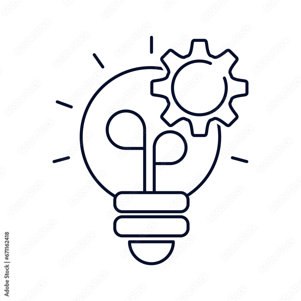 Aufkleber idea generation. creative process. effective work. vector linear icon isolated on white background.