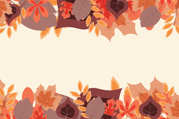 Naklejka na ściany i meble Autumn background with flat leaves. Vector.