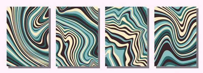 Abstract psychedelic groovy set background.