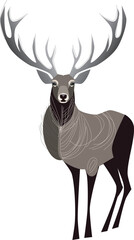 Deer silhouette illustration graphic template. Christmas illustration template.