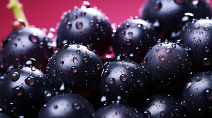 Super Ultra closeup macro of blackcurrant fruit. Generative AI. 