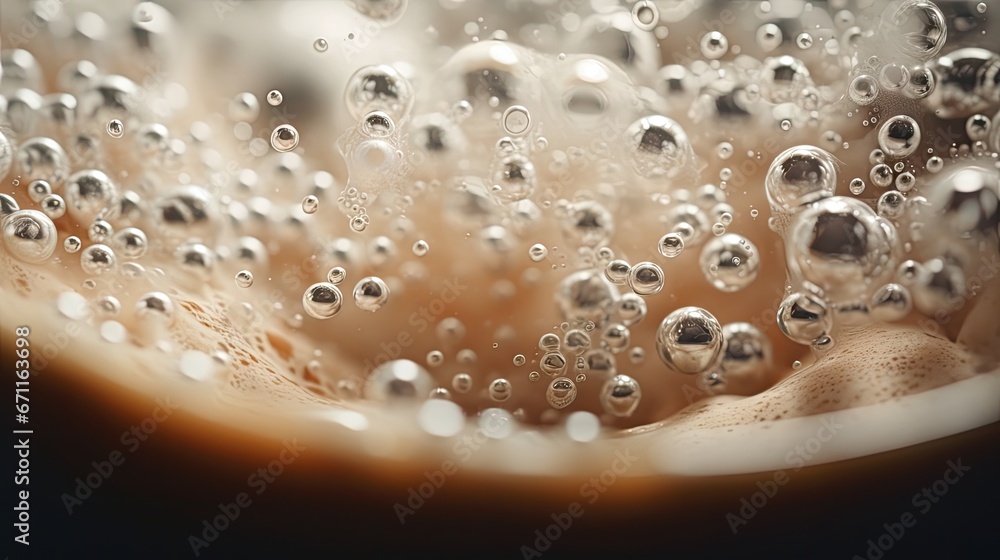 Poster a close up view of water droplets on a grapefruit, with a black background and a blurry image of a g