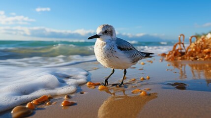 seagull on the beach - obrazy, fototapety, plakaty