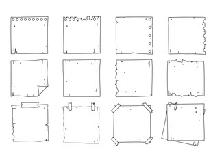 Set of vector white paper stickers with copy space for text isolated on white background. Elements for branding, packaging, prints and social media posts