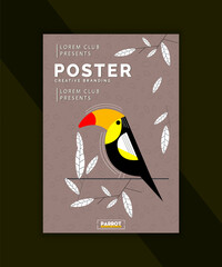 Modern and creative parrot bird poster design vector template